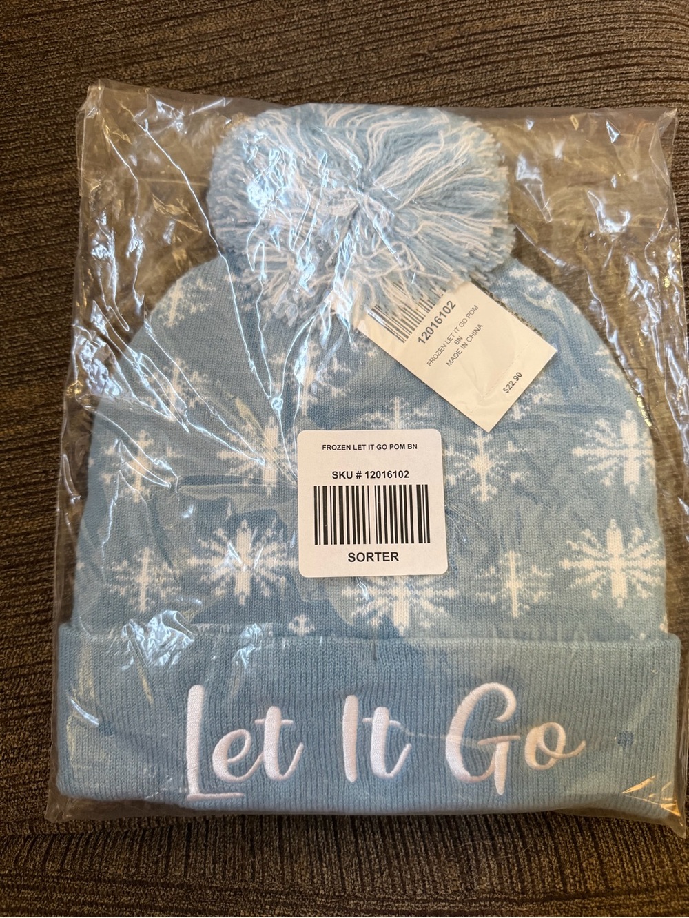 Disney Frozen Let It Go Kids Pom Beanie - Light Blue